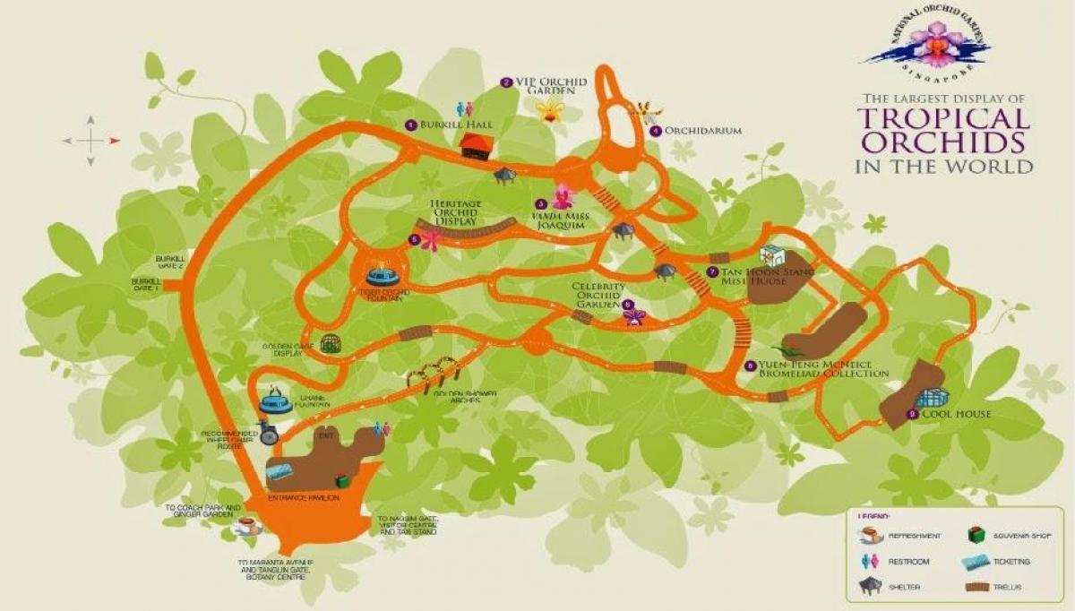 Singapore botanic gardens arată hartă
