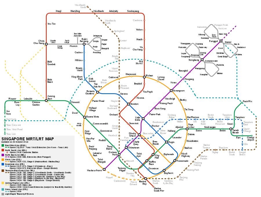Singapore mrt harta sistemului