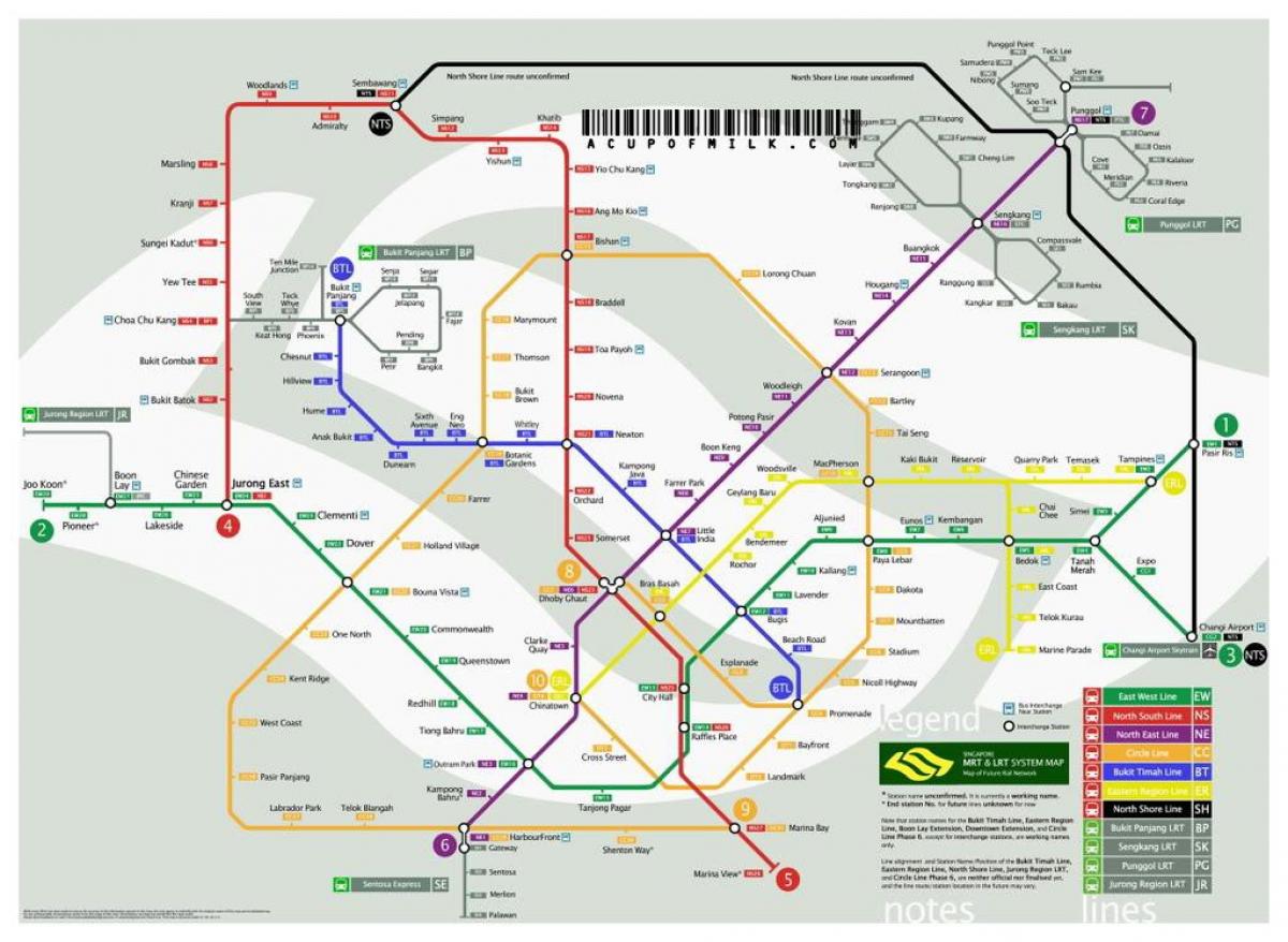 Singapore mrt line hartă