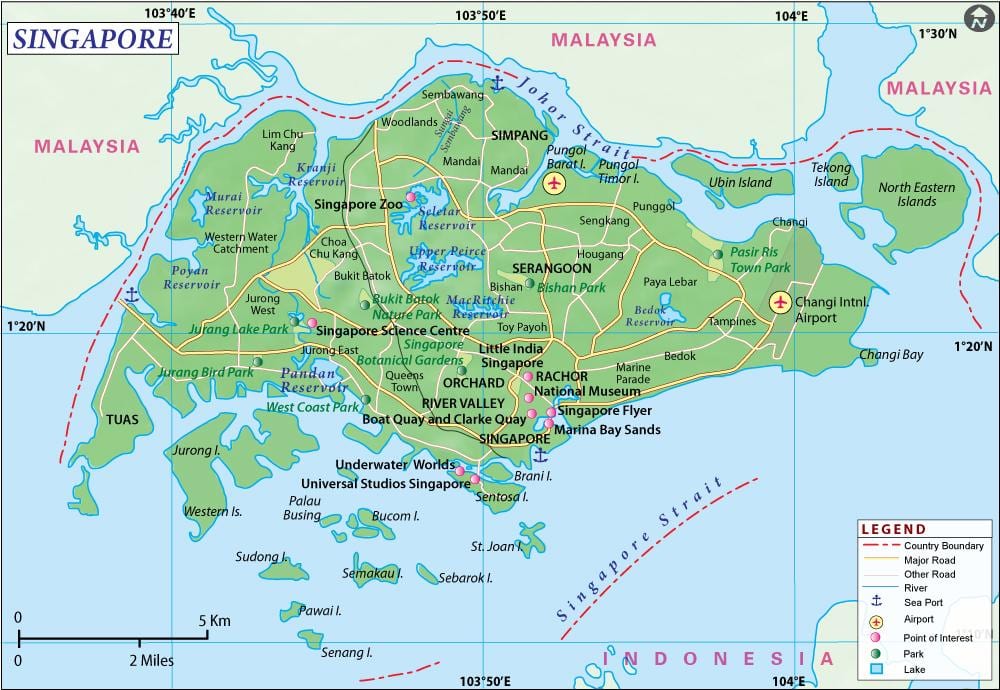 hartă a orașului Singapore