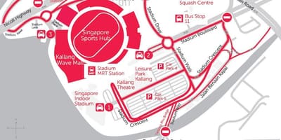Harta Singapore sports hub